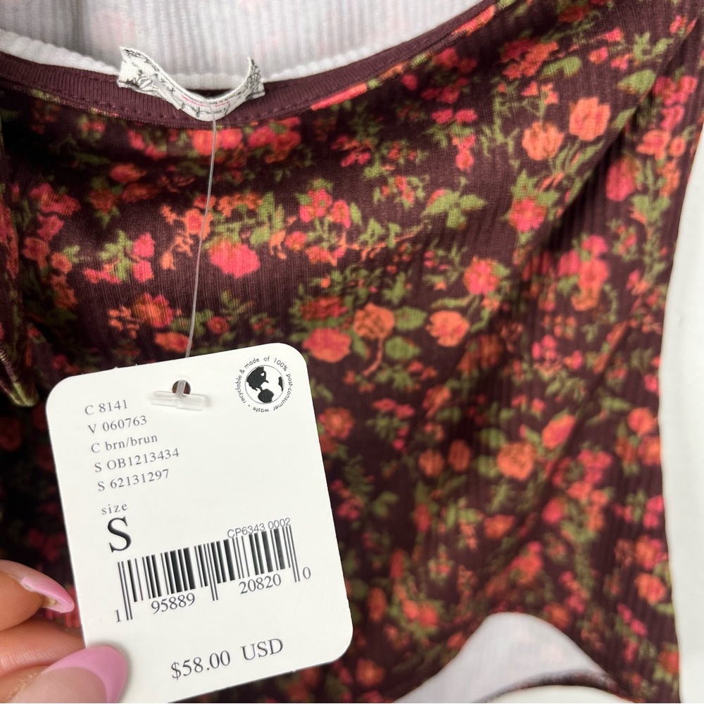 New Free People Lola floral Plunge Neck Halter Bodysuit Size Small - Picture 6 of 9